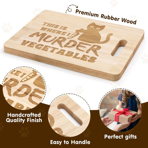 Funny Black Cat Cutting Board This Is Where I Murder Vegetable Wooden Food Serving Tray Dethawing Engraved Cooking Kitchen Wedding Gift Kitten Lovers Dietitian Women Valentines Home Decor