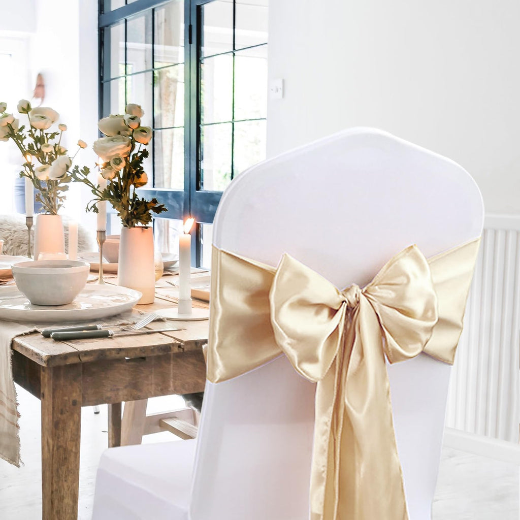 JEVIX 20 Pack Satin Table Runner 12 X 108 Inch Silk Table Runner for Party,Wedding, Birthday, Banquets,Decoration(Champagne)