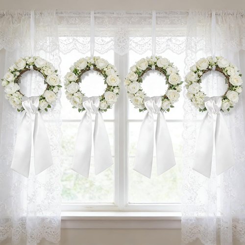 Dream Loom Wreath Sash - 12pcs White Garland Ribbon Accessories for Christmas & Wedding Decor