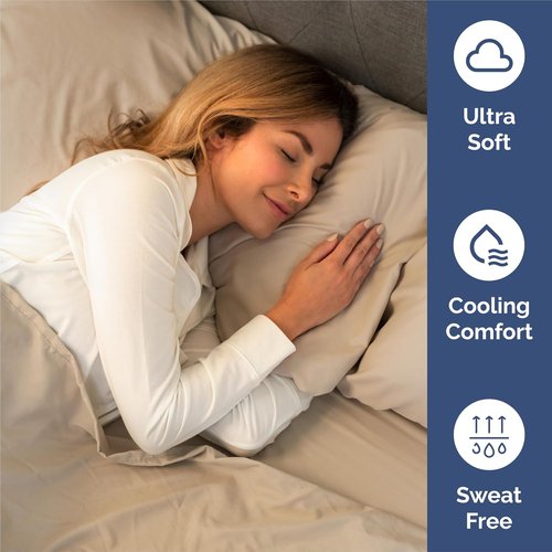 King Size 4 Piece Sheet Set - Comfy Cooling Bed Sheets for Luxury Hotel Feel - Deep Pockets, Soft & Wrinkle-Free - Oeko-Tex Certified - Cream