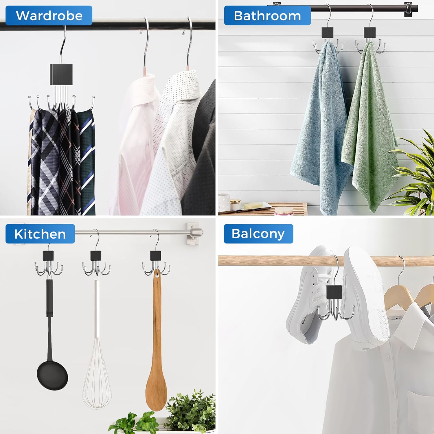 Skiennix Belt Hanger - 360° Rotatable Closet Organizer for Up to 24 Belts | Space-Saving Storage Solution (3 Pcs)