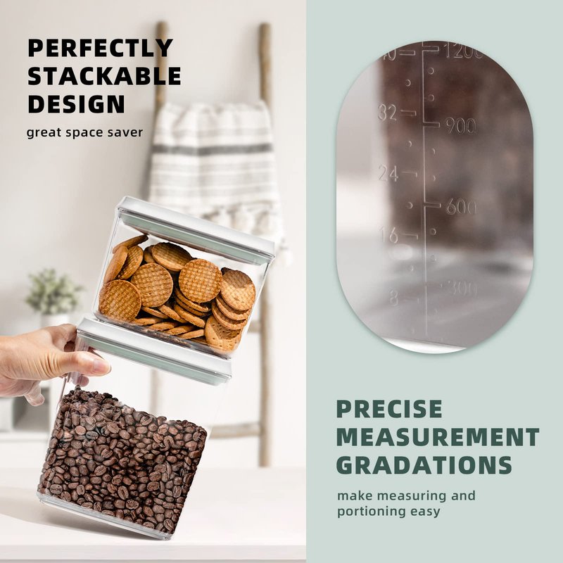 Tourdeus Pop Top Food Storage Containers - 8 Pack BPA-Free Pantry Organizers with Airtight Lids, Food-Grade with Measurement Marks