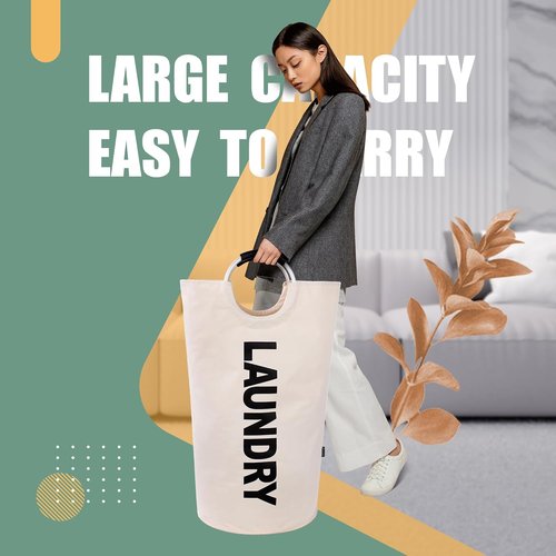 Caroeas 90L Waterproof Laundry Basket - Collapsible Hamper with Padded Handles | 13 Color Options