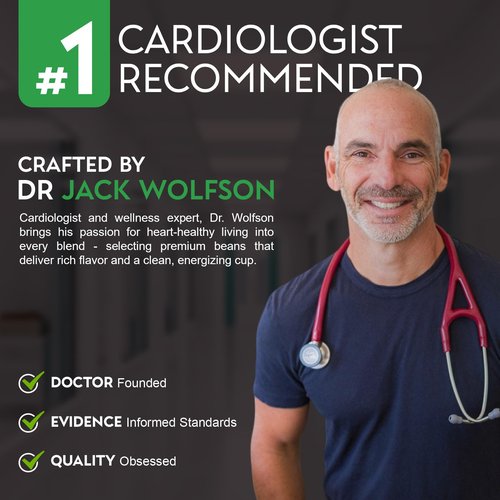 Cardiology Coffee – Medium Roast Decaf Coffee Beans – USDA Certified Organic, Mold Free 12oz Premium Whole Bean Coffee – Decaf Barista-Style Beans with Swiss Water Decaf and Antioxidant Benefits