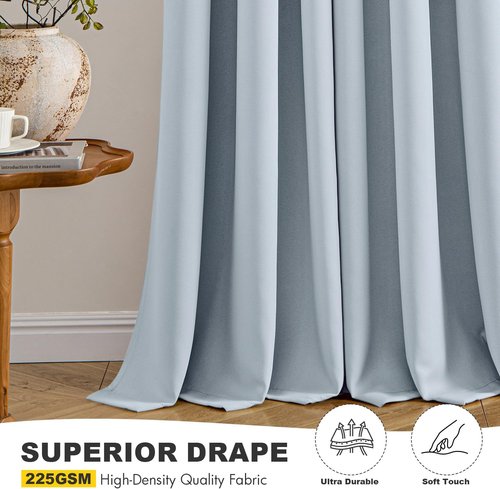 MIULEE Light Blue Blackout Curtains - Thermal Insulated Room Darkening Drapes | 63-Inch, 2 Panels