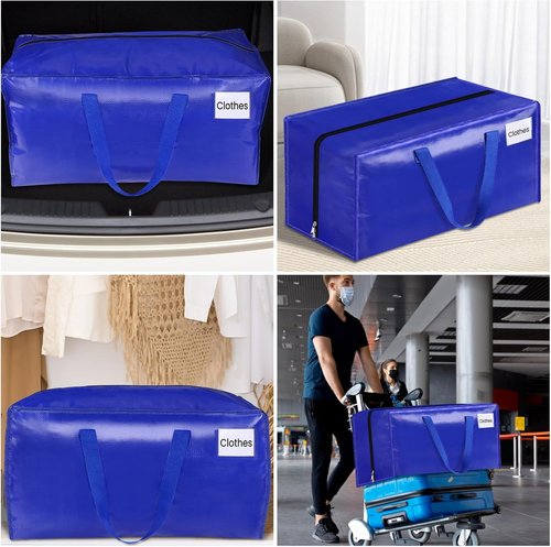 BlissTotes Heavy-Duty Moving Bags - Extra Large Collapsible Storage Totes | 125L, 4-Pack with Tag Pockets