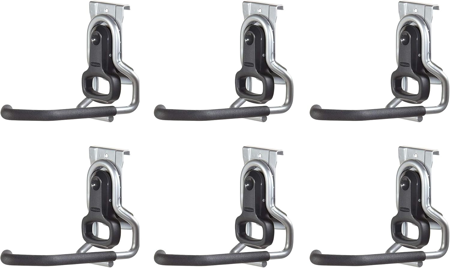 Rubbermaid Heavy Duty Bike Hooks - Universal Vertical Wall Mount Garage Organizer (6 Pack)