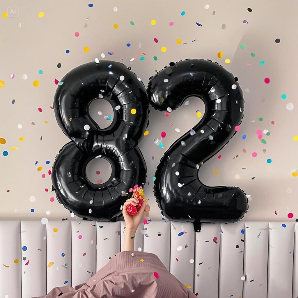 Skiennix 40-Inch Black Number 28 Balloon - Jumbo Mylar Foil Helium Balloon for Birthday & Wedding Decor