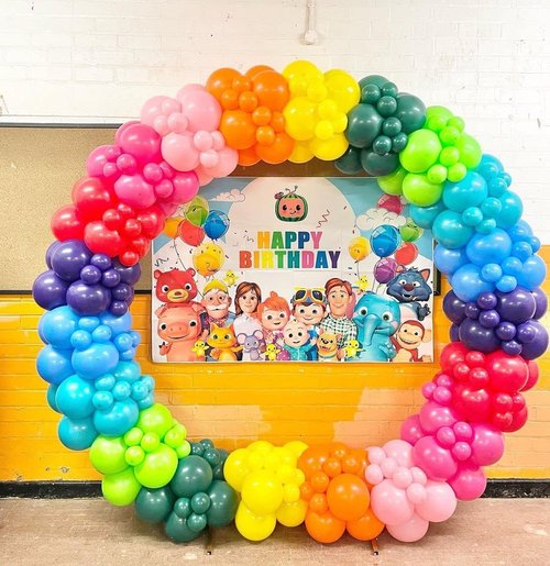 Bezente Rainbow Latex Balloons - 100 Pack with Balloon Tape Strips & Glue Dot Stickers