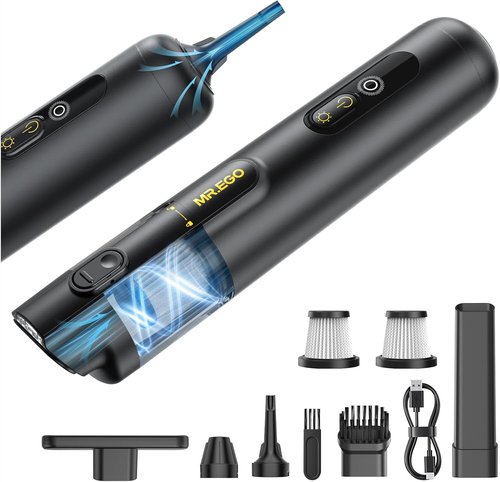 Mr.ego Handheld Car Vacuum - Portable Cordless 4-in-1 Mini Vacuum with 18500Pa Suction | Black