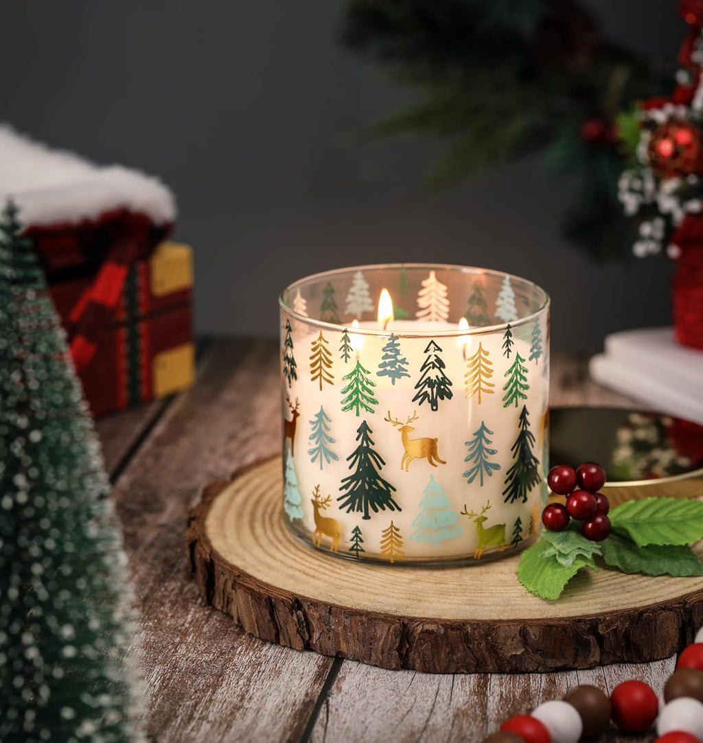 Regine Switzerland Pine Scented Christmas Candle - Large 14oz with 3 Wicks for Cozy Winter Ambiance