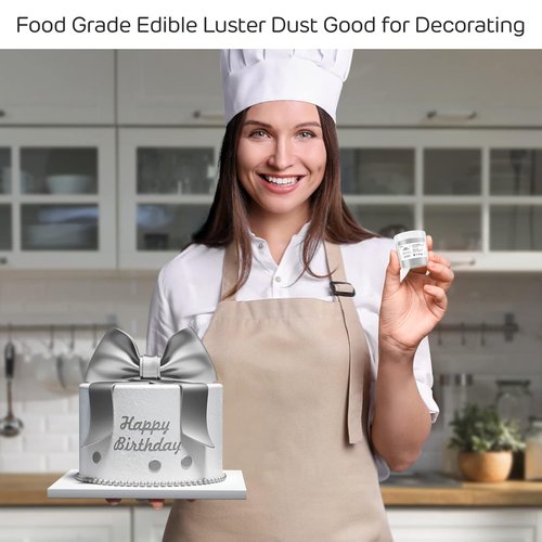 Cherrysea Silver Edible Luster Dust - Tasteless Food Grade Cake Dusting Powder | 10 Grams for Baking