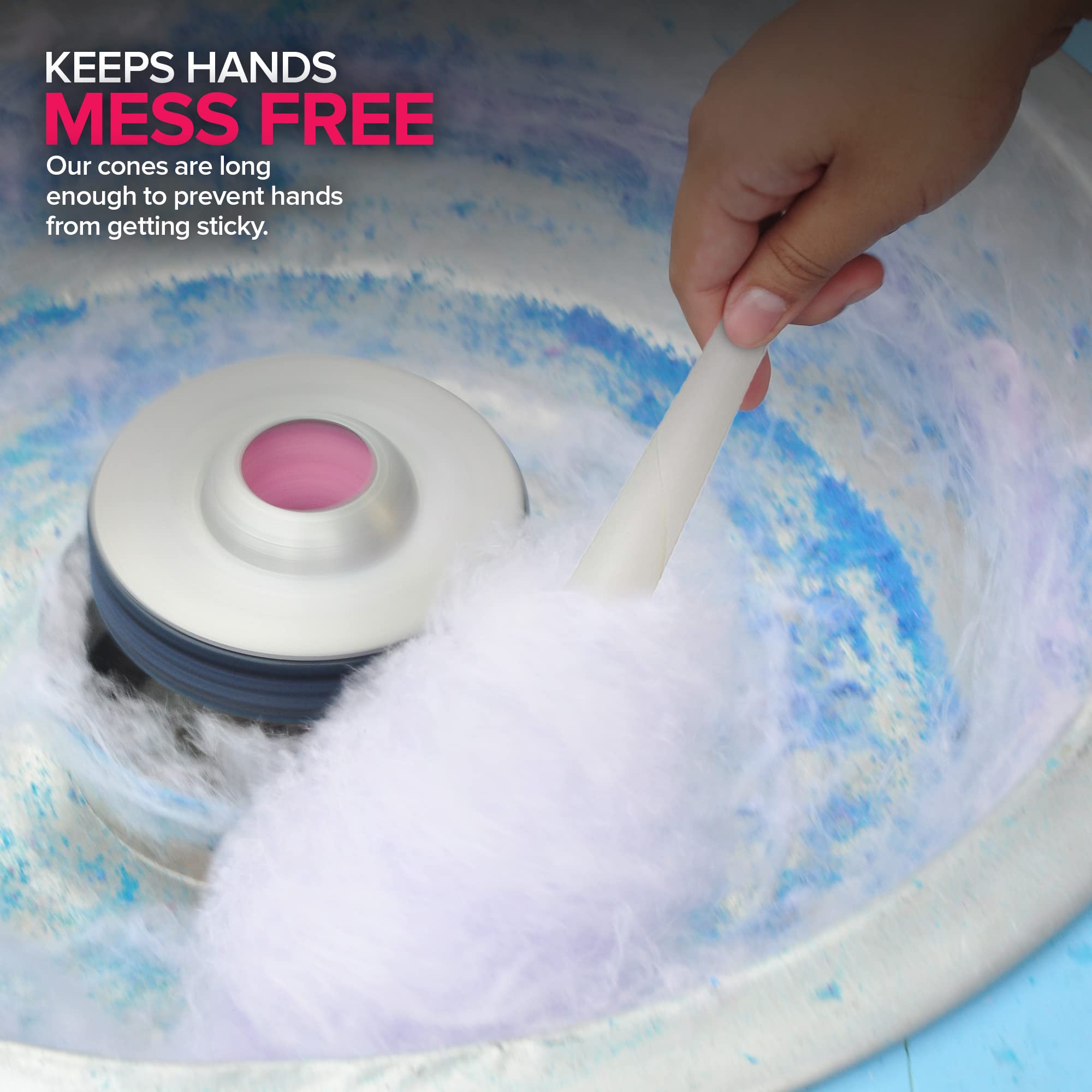 Cotton Candy Cones (100 Pack) – White Kraft Paper Sticks for Floss Sugar & Carnival Treats, Compatible with Cotton Candy Machines – Stock Your Home