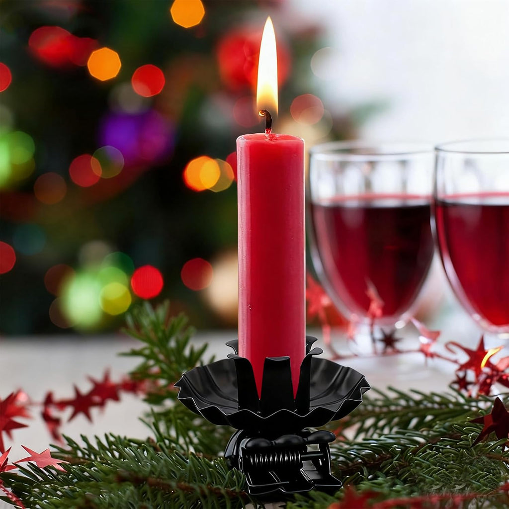 Skiennix Candle Holders - Silver Clip-On Metal Holders for Christmas Tree | Set of 20 Pcs (Black)