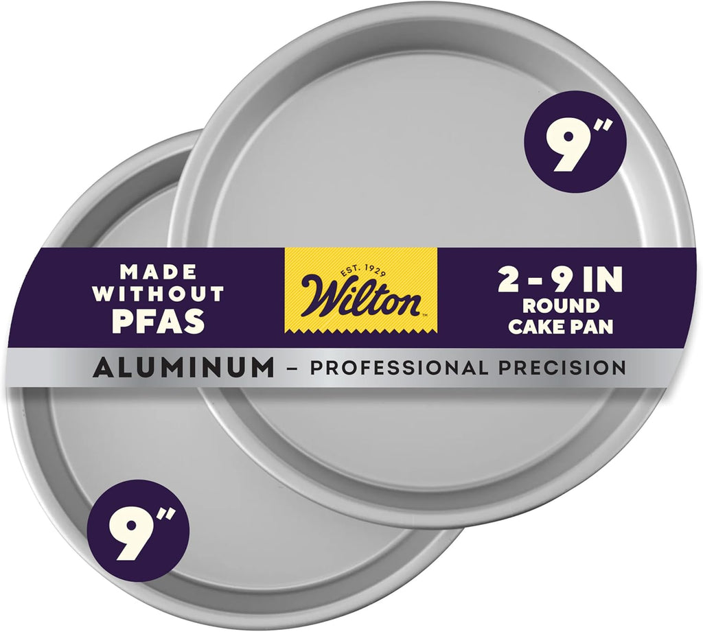 Wilton Round Cake Baking Pan Set - 9 x 2 Inch Aluminum Bakeware for Even Heating & Perfect Layers