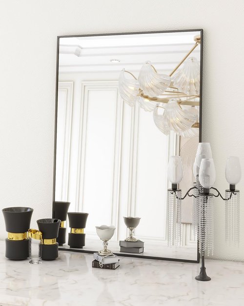 Koonmi Black Rectangle Wall Mirror - 20x30 Inch Aluminum Frame Vanity Mirror for Bathroom & Entryway