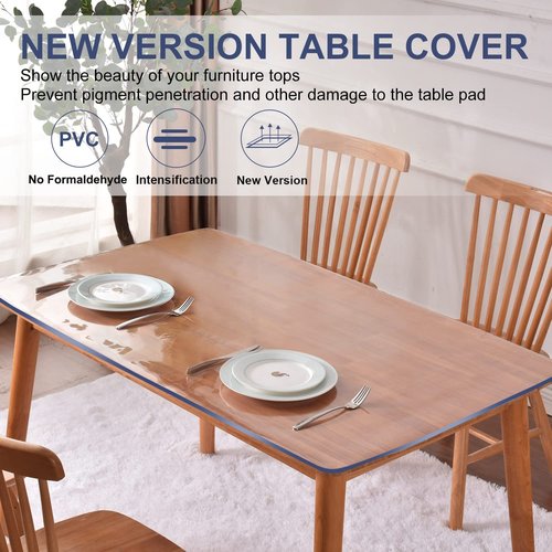 38x78 inch Clear PVC Table Cover Protector Plastic Tablecloth Crystal Desk Topper Cover Mat Tabletop Tablecloth Protector for Christmas Party/Banquet/Carnival Table Protector Rectangle Anti Scratch