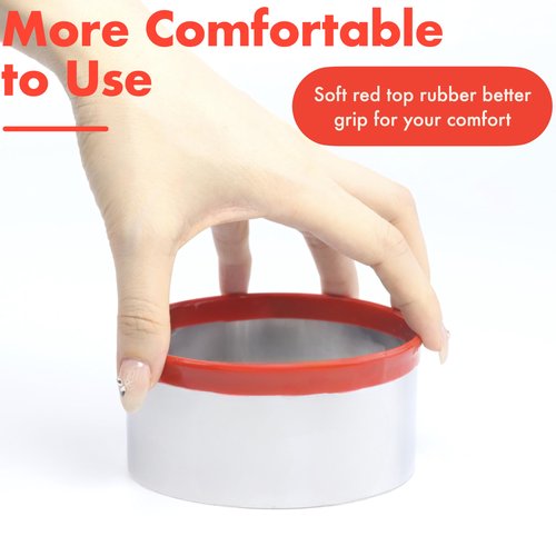 4Pcs Round Cookie Cutter Set 2", 3", 4", 5", Biscuit Cutters, Large Circle Cookie Cutters, Sandwich Cutter, Unique Design with Protective Red Top PVC