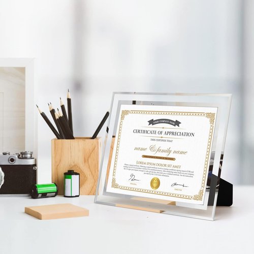 Hoikwo 8.5x11 Picture Frames - 6 Pack Silver Glass Frames for Diplomas & Awards | Tabletop Display