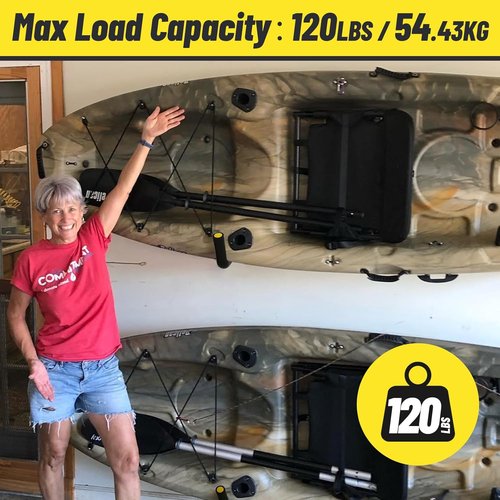 GEEDAR Heavy Duty Garage Storage Hooks - 15" Thickened Steel, 120 LB Capacity | 4-Pack Kayak & Bike Hangers