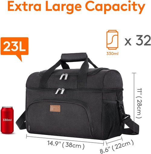 Lifewit Insulated Cooler Bag - Large 32/48 Can Leakproof Beach Cooler | Lightweight Soft-Sided Travel Ice Chest for Camping & Road Trips