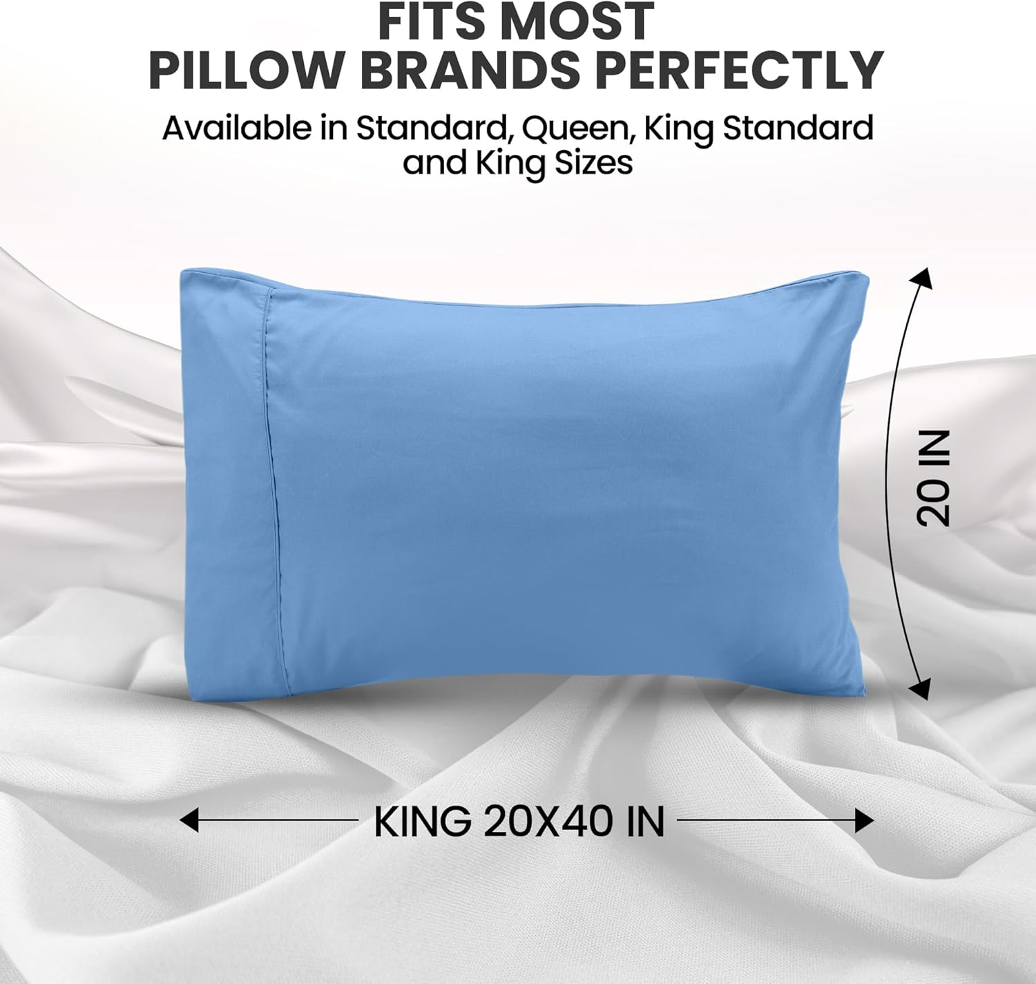 Utopia Bedding King Size Pillow Cases 2-Pack - Soft Brushed Microfiber - Oeko-TEX Certified, 20x40 Inches | Dutch Blue