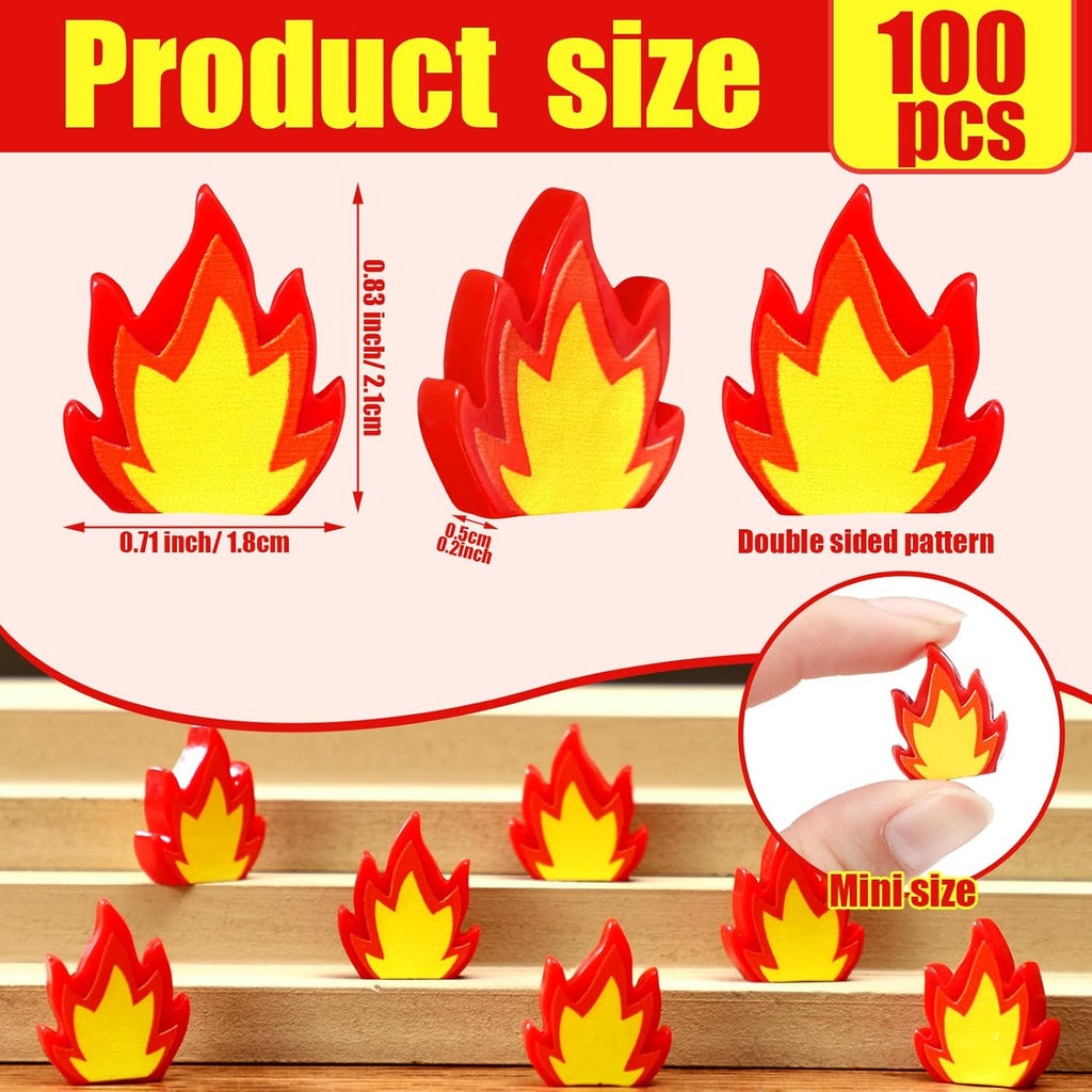 Seenelling Mini Resin Fire Figurines - 100 Pcs Realistic Flame Decor for DIY Crafts & Model Towns