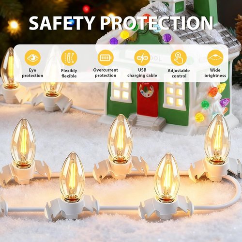 Department 56 USB 5V LED Light Set - 6 Decorative Lights for Christmas & Halloween | 9.8ft White Cord