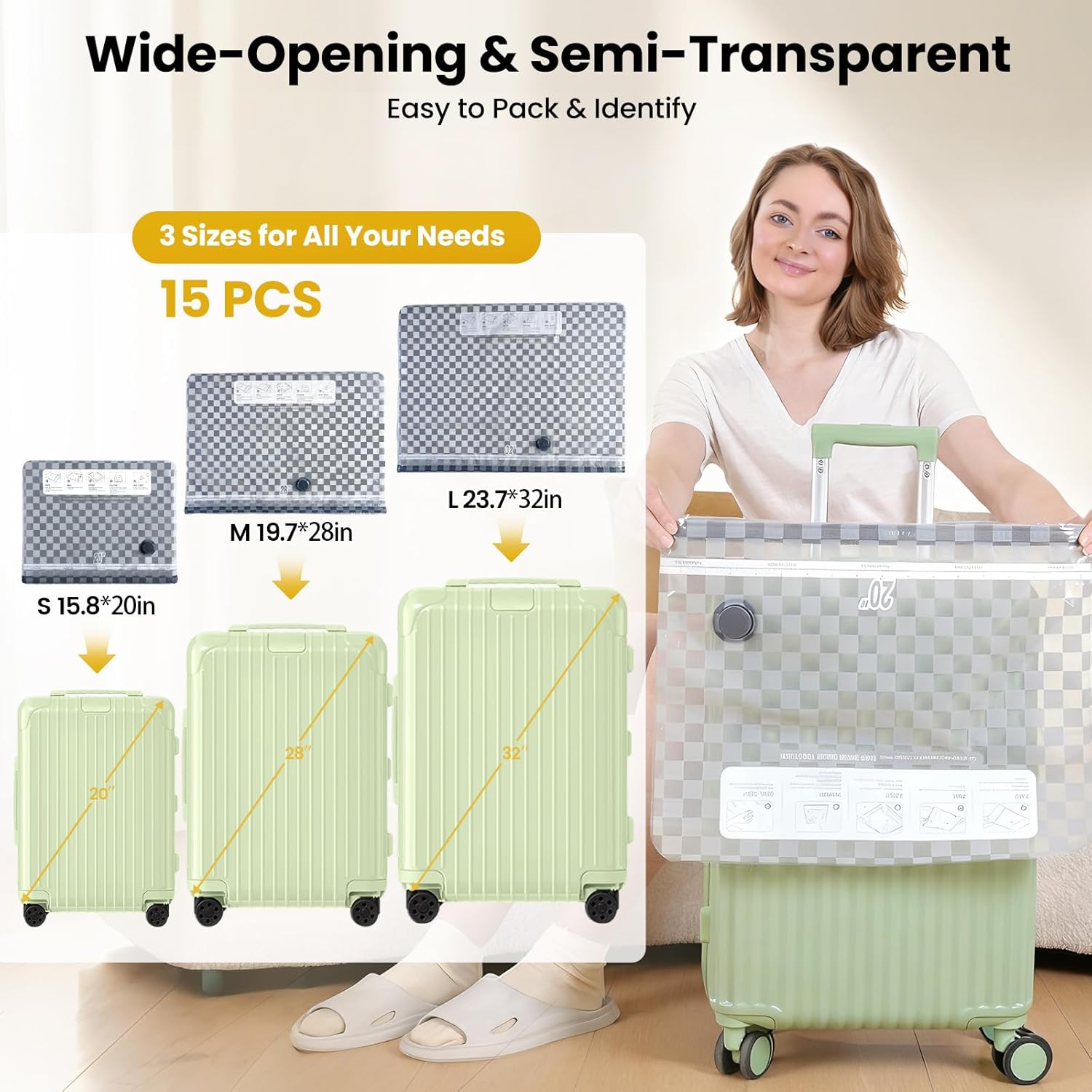 Skiennix Vacuum Bags for Travel - 15 PCS Combo with Rechargeable Pump | Space Saver for Luggage & Clothes