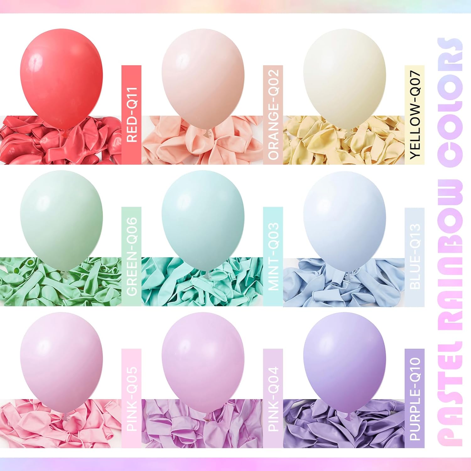 PartyWoo Pastel Rainbow Balloons - 101pcs 12-Inch Latex for Baby Showers, Gender Reveals & Celebrations
