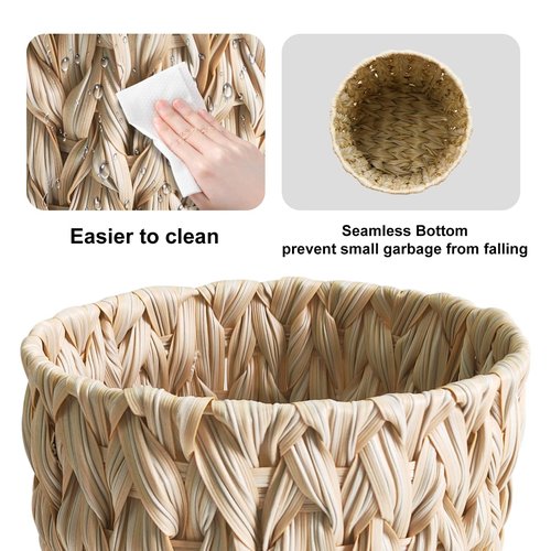 Coeusy Wicker Trash Can 2 Pack White