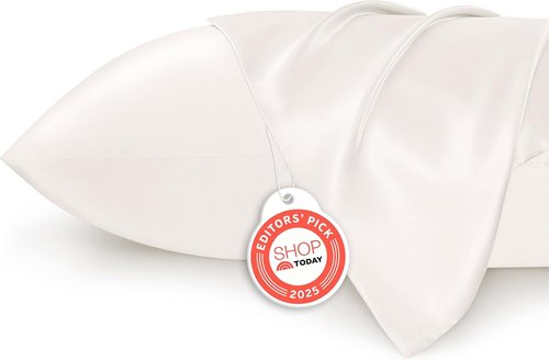 Bedsure Satin Pillowcase - Luxurious Silk-Like Comfort | Standard Size Ivory, 20x26 Inches, 2-Pack