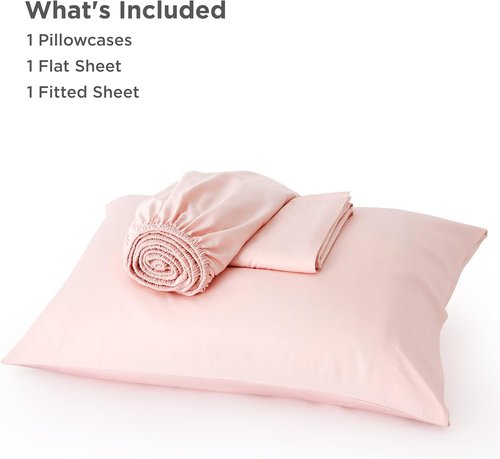 Bedsure Cooling Twin XL Sheets - Breathable Rayon from Bamboo, Soft & Silky, Deep Pocket Up to 16 Inches, Pink