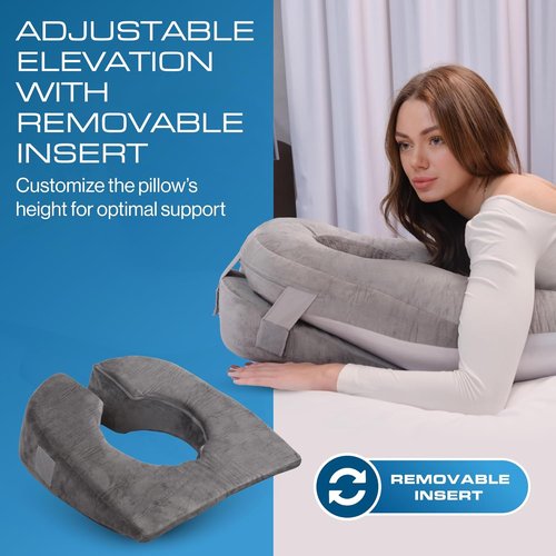 Kolbs Face Down Pillow - Post Eye Surgery Vitrectomy | Dual-Sided Warm & Cool Memory Foam, Washable Cover