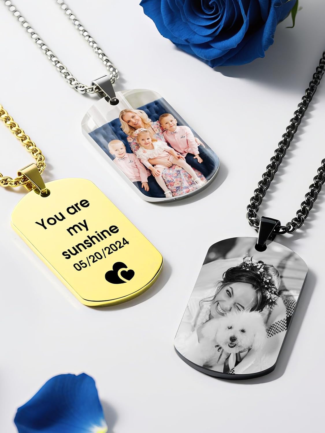 Skiennix Personalized Picture Necklace - Custom Engraved Dog Tag for Unique Gifts | Men & Women