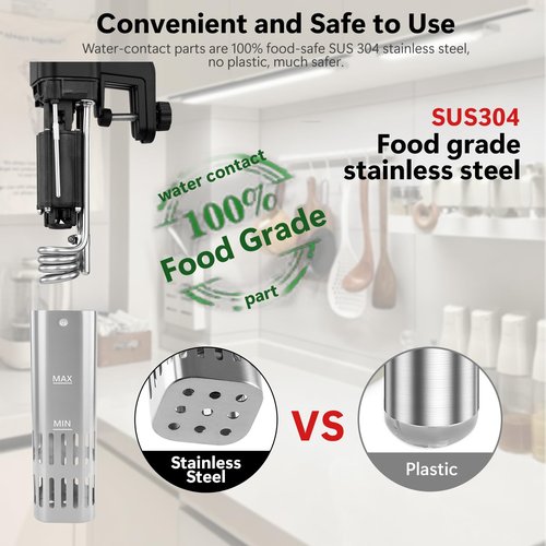 KURSINNA Sous Vide Machine, 1000W Precision Cooker Slow Cooker, 15dB Ultra-Quiet Immersion Circulator With Accurate Temperature Digital Timer, IPX7 Waterproof