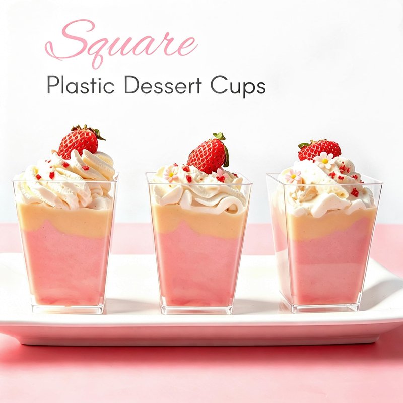 Zezzxu 100 x 5 oz Mini Dessert Cups with Spoons, Shooter - Clear Plastic Small Parfait Cups Reusable Shot Glasses for Tasting Party Desserts & Appetizers, Shrimp Cocktail Cups