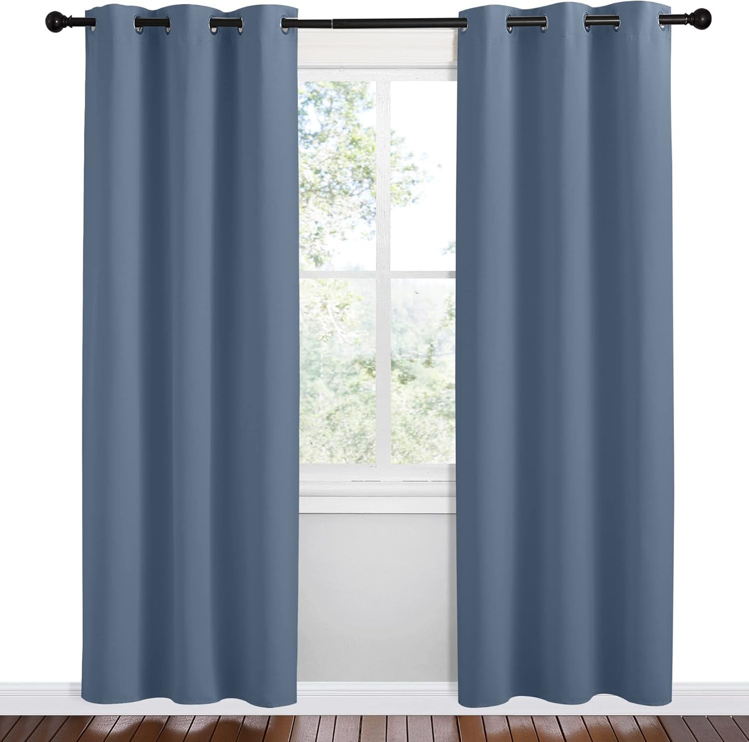 NICETOWN Short Curtains - Thermal Insulated Grommet Blackout Panels | Stone Blue, 42" x 78" (1 Pair)
