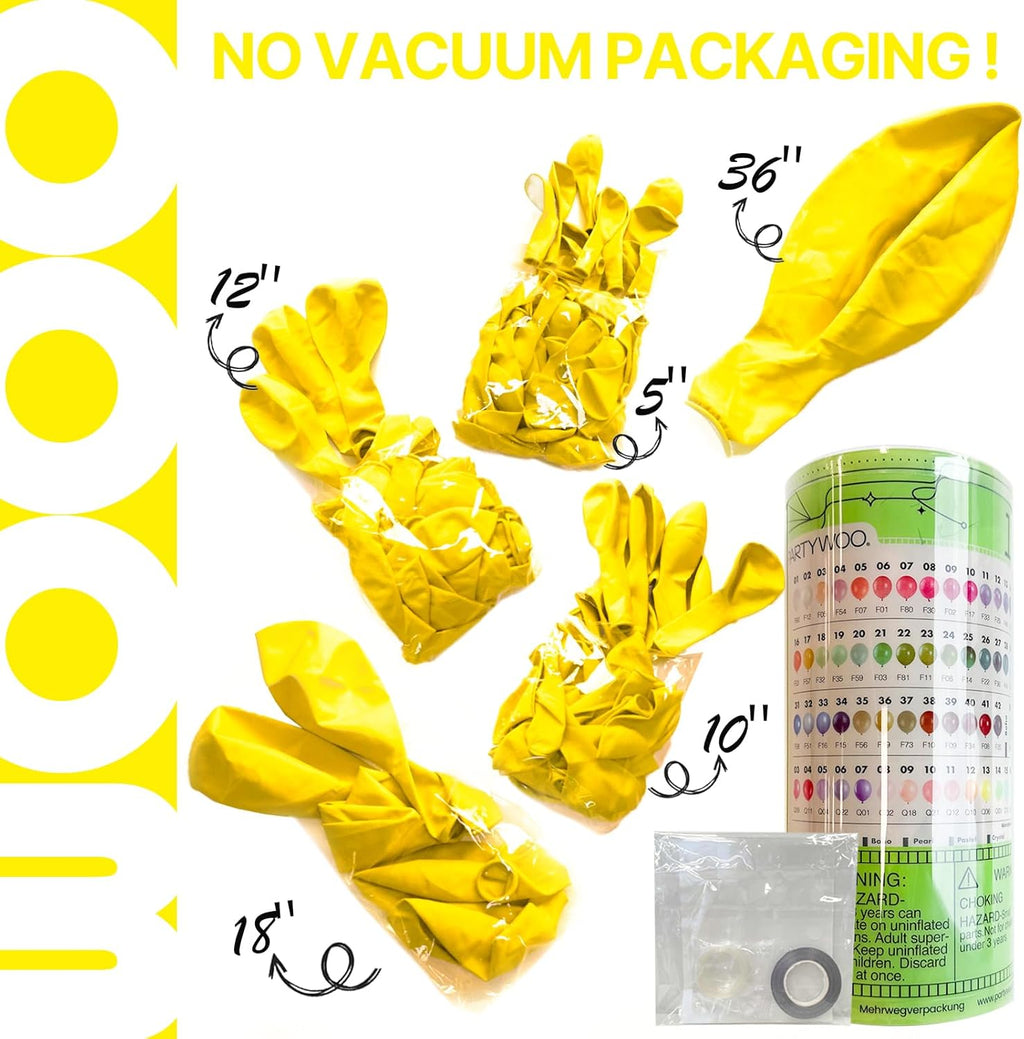PartyWoo Yellow Balloons - 127-Piece Matte Latex Balloon Arch Kit for Easter & Birthday Decor
