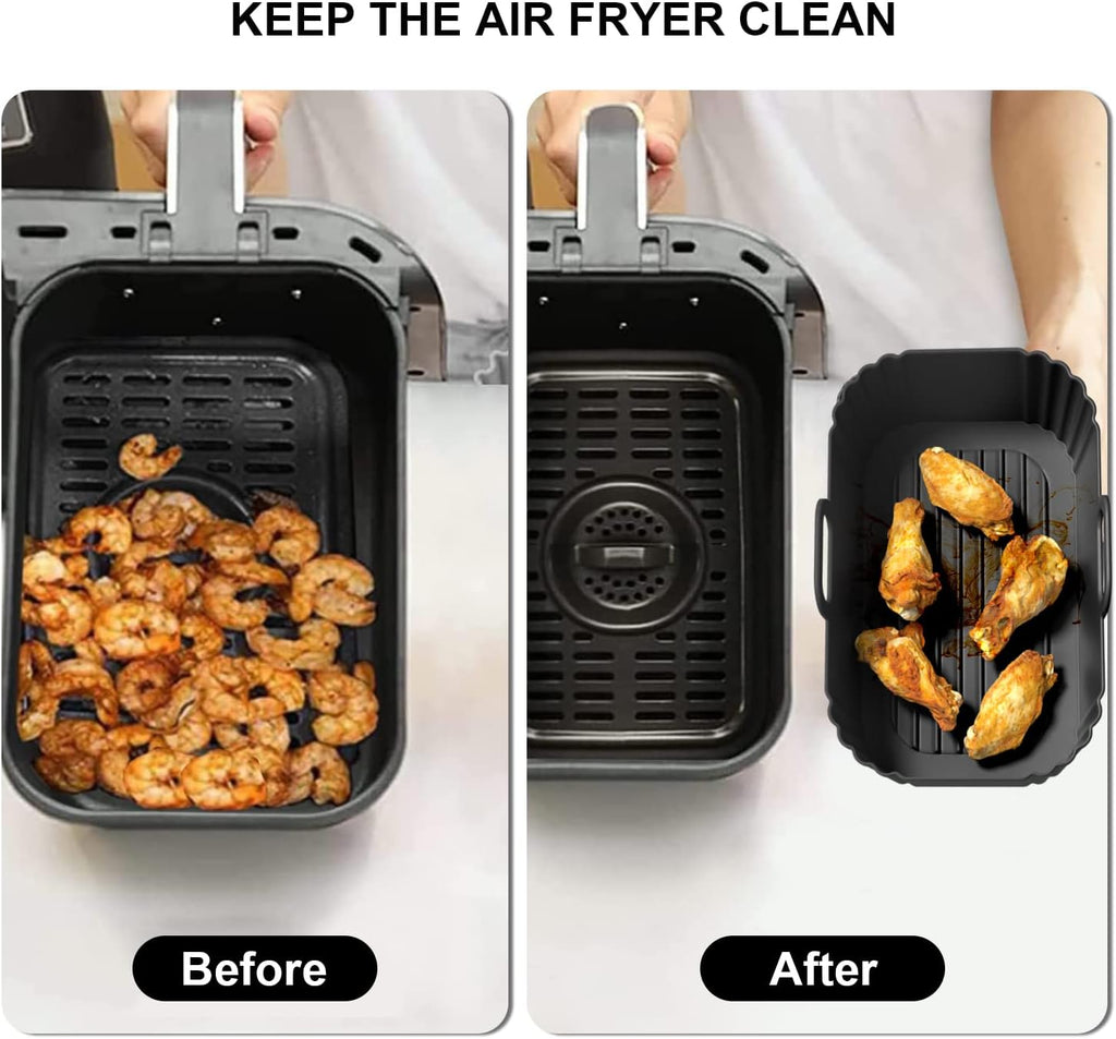 Silicone Air Fryer Liners - Reusable 2-Pack for Ninja Foodi, COSORI & Instant Air Fryers | Fits 8-10QT Baskets
