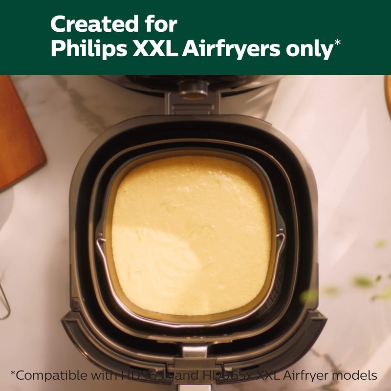 Philips Airfryer XXL Baking Master Kit for Philips Airfryer XXL models, Baking Pan and Silicone Muffin Cups, Dishwasher Safe Parts for Easy Cleaning and Storage, HomeID App, Black (HD9952/01)