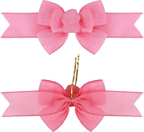 Meseey Pink Wired Ribbon - Handmade Burlap Bows for Spring & Summer Decor | 2 Pcs Set