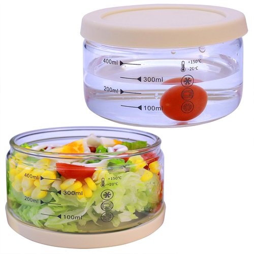 Matifaner 16 oz Glass Container with Silicone Lid,Glass Food Storage Container-Clear,Meal Prep Containers, Freeze Bowls, Microwave Safe (2pcs)