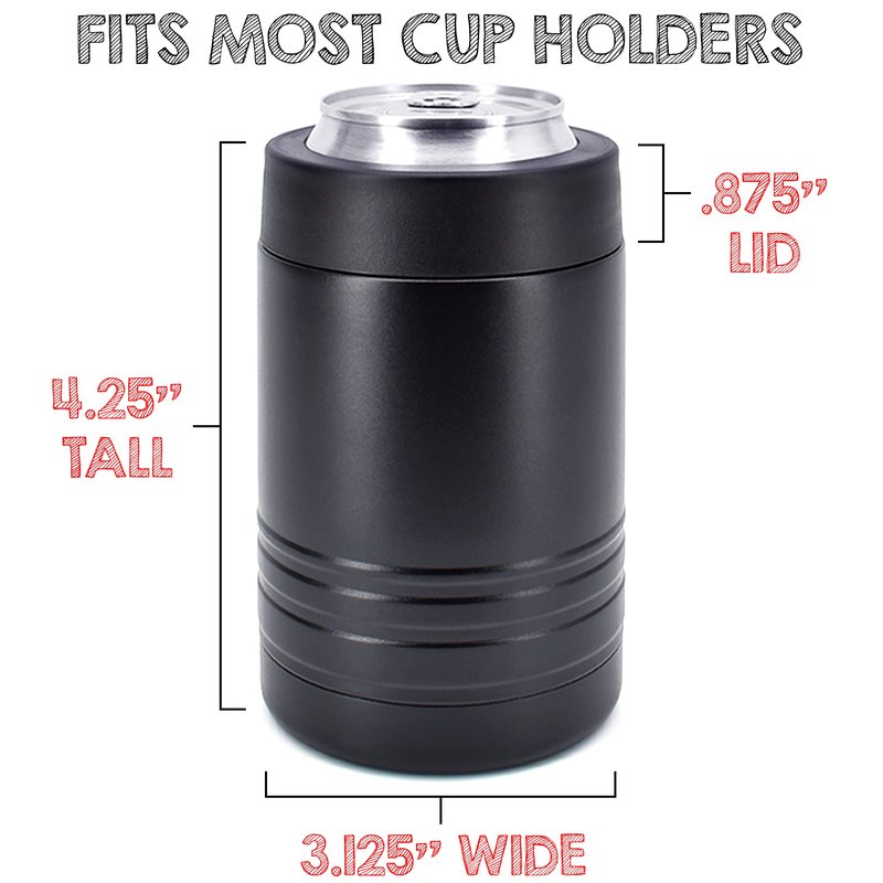 Clear Water Home Goods - 12 oz Stainless Steel Double Wall Vacuum Insulated Can or Bottle Beverage Cooler - Powder Coated Black - 6 Pack