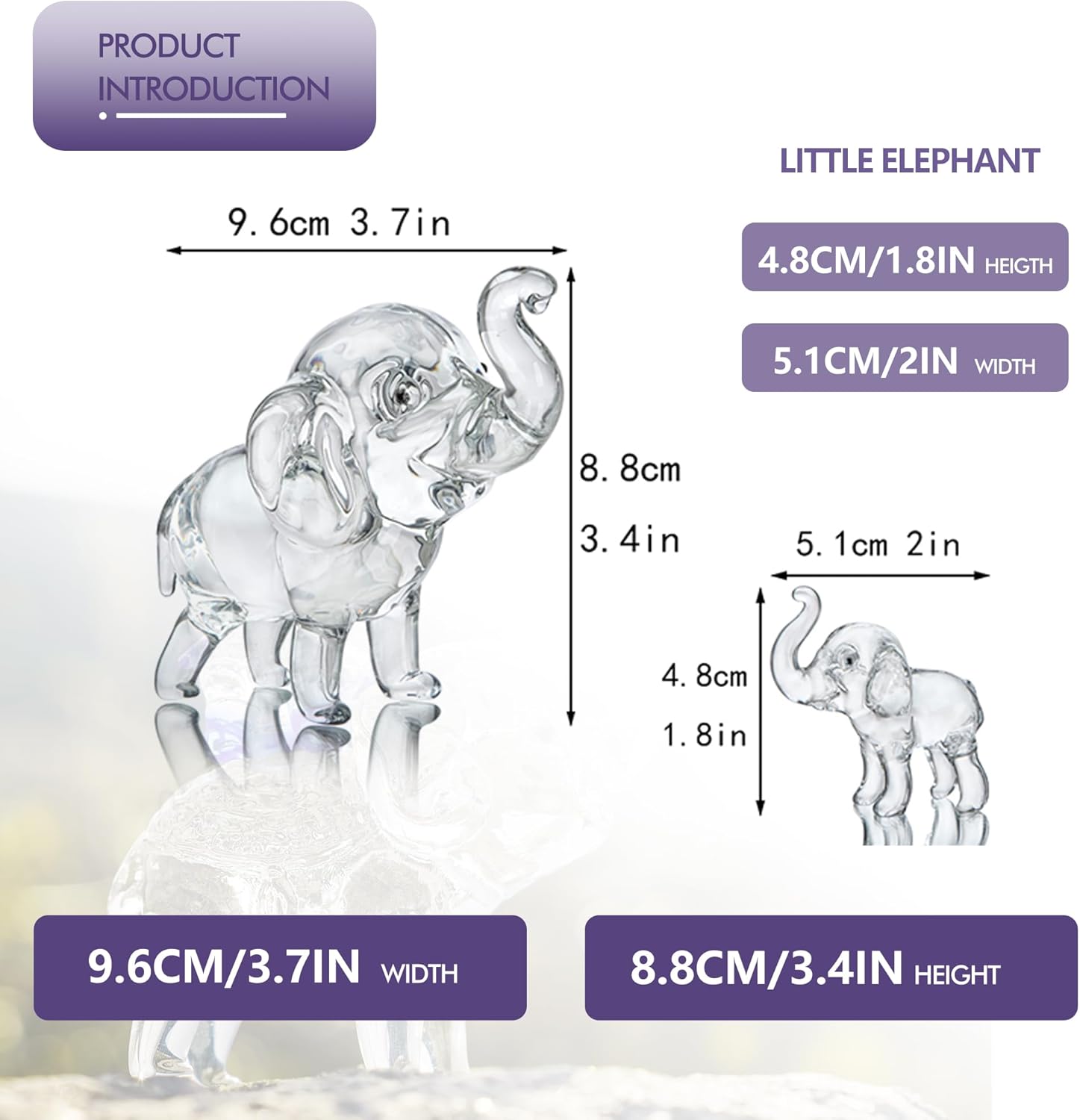 Regine Switzerland Set of 3 Crystal Elephant Figurines | Elegant Glass Collectibles for Home Decor