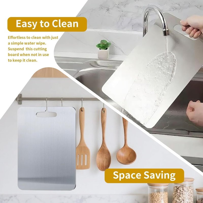 Titanium Cutting Boards - 2025 Upgrade 100% Pure Titanium Cutting Boards For Kitchen, 1 Pack Double-sided food-grade Cutting Board, Easy to Clean (18 * 12INCH)