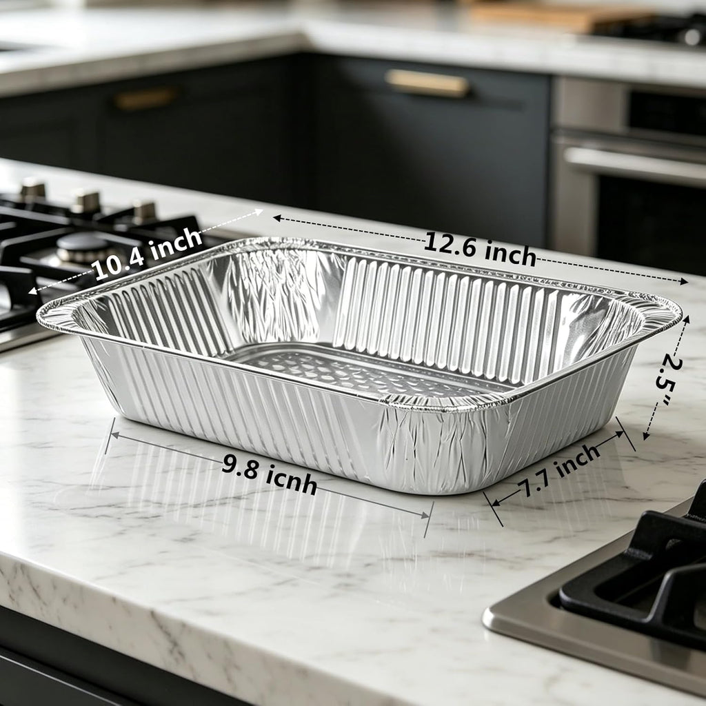 Regine Switzerland 9x13 Inch Disposable Aluminum Pans - Clear Lids for Cooking & Meal Prep (10 Pack)