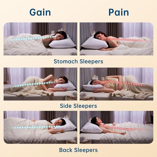 JOLLYVOGUE Queen Size Pillows Set of 4 | Oeko-Tex Certified Down Alternative for All Sleepers - Medium Support, Machine-Washable