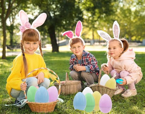 Dreidel Company Colorful Pastel Fillable Easter Eggs - 8" Giant Plastic Eggs (4-Pack) for Egg Hunts