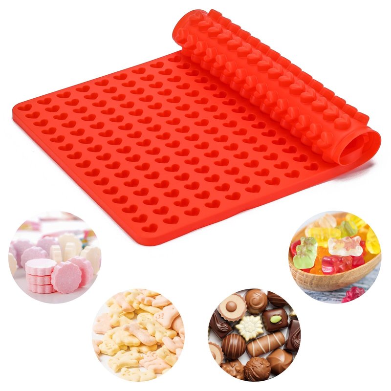 2 Pcs Mini Silicone Heart Molds, 255-Cavity Heart Shaped Chocolate Molds for Baking, Candy, Wax Melts Beads, Ice Cubes, Homemade Dog Training Treats
